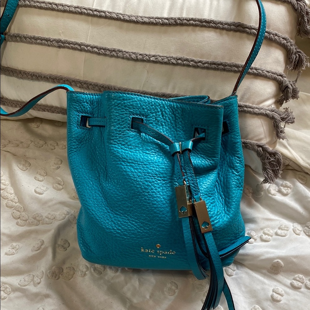 Kate Spade Teal Leather Bucket Bag